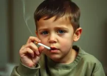 adolescente dá cigarro para bebê