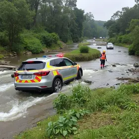 carro cai em córrego em Franca, SP