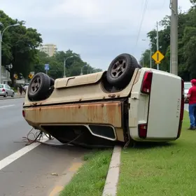 carro capota na Avenida Doutor Flávio Rocha
