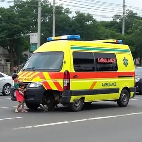 ambulância perde freio e atinge carro em Patrocínio Paulista
